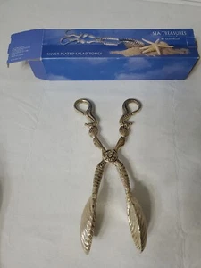 PINZAS DE COLECCIÓN GODINGER PLATEADAS PARA SERVIR ENSALADA CABALLO DE MAR CÁSCARA DE ALMEJA - Imagen 1 de 10