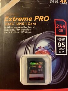 SD CARD 256GB EXTREME PRO UHS-1 CARD 4K ULTRA HD SPEED UP TO 95 MB/S 