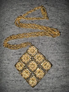 VINTAGE ESTATE GOLD TONE D'ORLAN HINGED ARTICULATED PENDANT NECKLACE 24" CHAIN - Foto 1 di 4