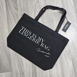 NWT Frederick's of Hollywood "This Is My Lingerie Bag" Black Tote Canvas Bag - Picture 1 of 3