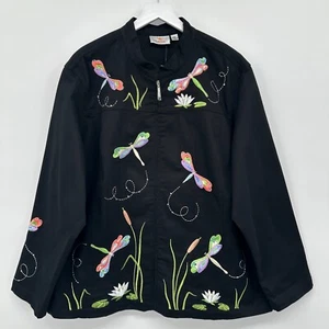 Quacker Factory Jacket Size 2X Stretch Embroidered Maximalist Statement - Picture 1 of 13