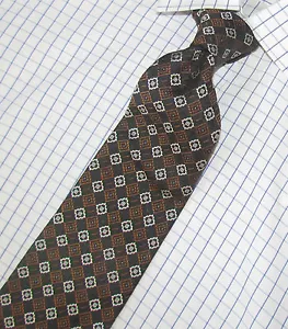 Excelente corbata de seda tejida negra marrón y blanca $135 Robert Talbott - Imagen 1 de 4