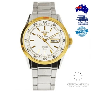 Seiko 5 Sports White Gold SNZH20 SNZH20K1 Stainless Steel Mens Watch Automatic - Picture 1 of 3