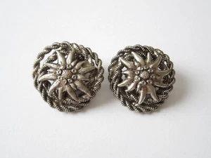 Ohrringe Ohrclips Edelweiss Applikation Metall Silberton 11,7 g/Ø 2,3 cm - Bild 1 von 2