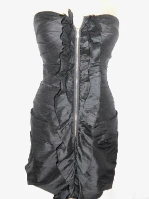 NUEVO CON ETIQUETAS PHOEBE COUTURE Vestido Corto Volantes Delanteros con Cremallera Frontal Talla 8 $290 (DR400 Foto 1 de 4