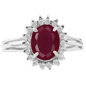1.35 Carat Oval Shape 100% Natural Red Ruby Women's Ring In 925 Sterling Silver - Picture 1 of 8