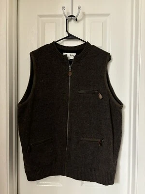 Harley of Scotland 100% Wool Brown Sweater Vest Lined w/Zip Pockets Men M - Image 1 of 3