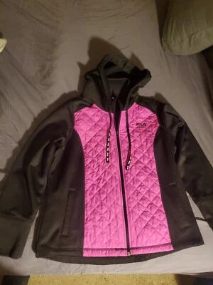 Chaqueta FILA SPORT Mujer XL Cremallera Frontal Con Capucha Negra con Acolchado Rosa Foto 1 de 4