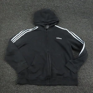 Adidas Jacket Girls 2XL XXL Black & White Full Zip Hooded Long Sleeve Youth - Picture 1 of 9
