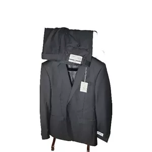 New Ralph Ralph Lauren 2-Piece Suit Mens 40L 34W Black Wool Slim Fit Canada - Picture 1 of 12