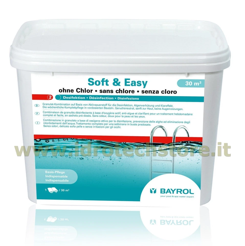 BAYROL SOFT & EASY 30 mc 5,04 KG OSSIGENO ATTIVO PRODOTTI SENZA CLORO PISCINA - Immagine 1 di 1