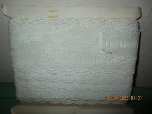 Neu Vintage weiß Baumwolle Spitze Borte 24 Yards x 2 Zoll - Bild 1 von 3