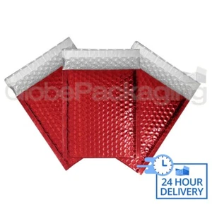 200 x BOLSAS ACOLCHADAS CON BURBUJAS DE LÁMINA ROJA BRILLANTE METÁLICO 180x250mm D/1 - Imagen 1 de 6