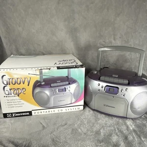 Emerson Portable CD/Radio System PD6511P Groovy Grape TESTED WORKING With Box! - Picture 1 of 14