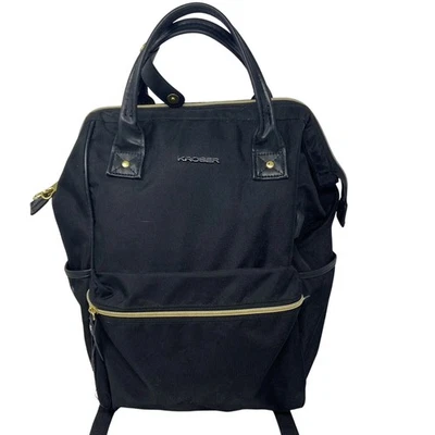 Kroser Mochila Negra Bolso para Laptop Bolsillos RFID Cremalleras Doradas Foto 1 de 4