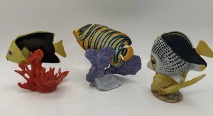 (3) Three Franklin Mint  Porcelain Painted Tropical Fish on Coral 1988 READ - Picture 1 of 16