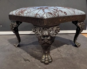 Vintage Messing Polsterhocker - Bild 1 von 8