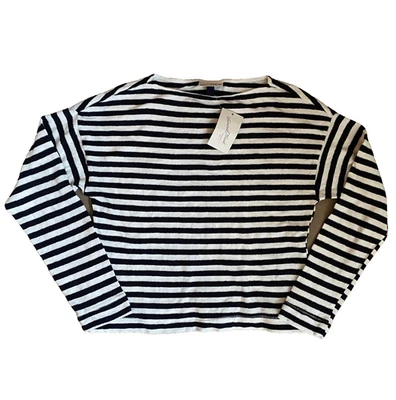 Camisa Suéter Universal Thread S Pequeña Azul Marino Rayas Manga Larga Mujer Foto 1 de 4