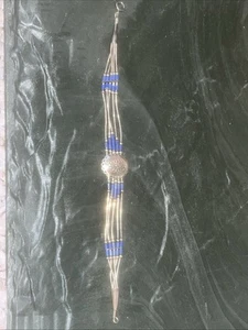 Sterling Silver Lapis Bracelet Southwestern Midwestern Native American Jewelry - Picture 1 of 5