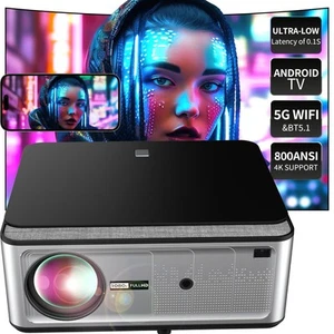 4K Projector with WiFi and Bluetooth, Native 1080P, Ultra-low Latency of 0.1S... - Picture 1 of 9