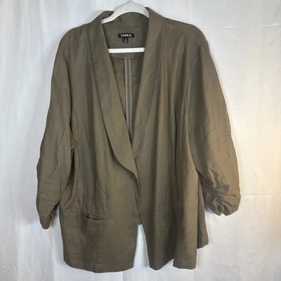 Blazer para mujer TORRID verde militar manga 3/4 acanalada talla 4/4X usado Foto 1 de 4