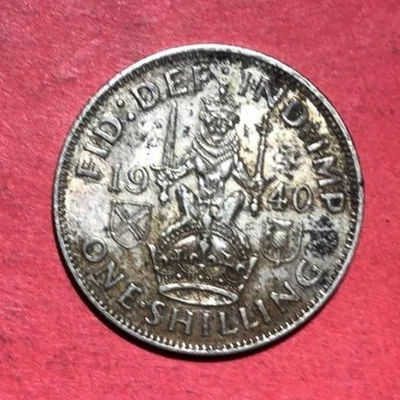 1940 British King George VI SILVER Shilling! WW2! XF Details! Old British Coin! - Image 1 of 2