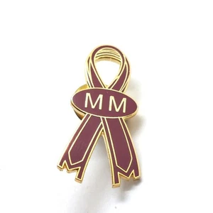 Multiple Myeloma Awareness Pin Maroon Ribbon Gold Edge Support Cancer Research - Picture 1 of 3