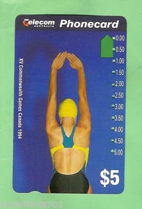 1994 COMMONWEALTH GAMES $5 SWIMMING PHONECARD - Picture 1 of 1