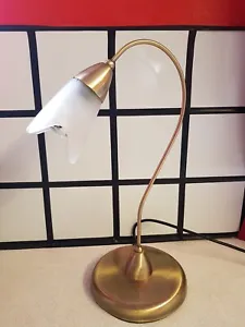 VINTAGE GOOSENECK Brass   DESK  LAMP - Lampshade  - Picture 1 of 15