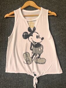 Disney Mickey Mouse Graphic Print White Girls Tank Top M polyester blend
