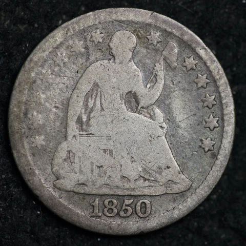 1850 Seated Liberty Silver Half Dime CHOICE GOOD FREE SHIPPING E114 ACL Cover
