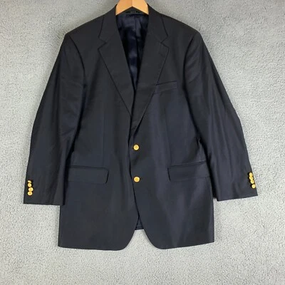 Brooks Brothers Loro Piana Madison Blazer Jacket 43L Black Gold Buttons Wool EUC - Image 1 of 4