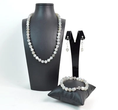 Parure in Argento 925 con Pietra di Luna. Made in Italy - Immagine 1 di 4