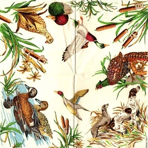 SERVIETTES EN PAPIER CHASSE CHIENS CANARDS. PAPER NAPKINS HUNTNG DOGS DUCKS - Picture 1 of 1