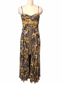 VTG 90’s Y2K Marciano Silk Maxi Dress Animal Print Empire Waist Babydoll Sz L - Picture 1 of 11