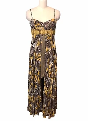 VTG 90’s Y2K Marciano Silk Maxi Dress Animal Print Empire Waist Babydoll Sz L - Image 1 of 4