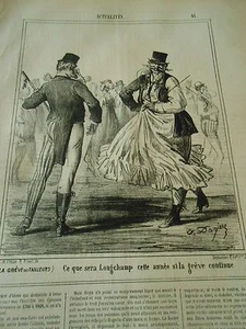 Litho 1967 - La Grève des Tailleurs Ce que sera Longchamp si la grèce continue - Foto 1 di 1