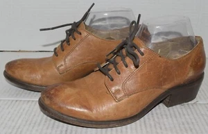FRYE CARSON Tan Leather Casual Rugged Brogue Lace-Up Oxford Shoes Womens Sz 7 - Picture 1 of 4