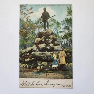 Antique Postcard 1905 Captain Parker Monument Lexington Mass Signed - Picture 1 of 5