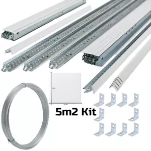 5m2 Complete White Grid System Frame Kit Suspended Ceiling Tiles 595mm x 595mm - Picture 1 of 6