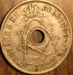 1922 BELGIUM 25 CENTIMES COIN - Picture 1 of 2
