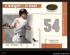 2003 Leaf Certified Fabric of the Game Cal Ripken Jr Game Used Jersey 03/54 HOF