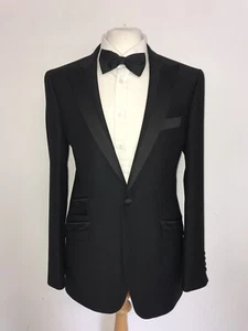TED BAKER - Herren SCHWARZER WOLL DINNER ANZUG - 40 Reg - W34 L32 - WUNDERSCHÖNER SMOKING - Bild 1 von 12