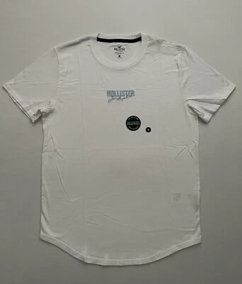 Camiseta Hollister Para Hombre Gráfica Brilla en la Oscuridad Dobladillo Curvo Logo Camiseta XS S M L XL Foto 1 de 4