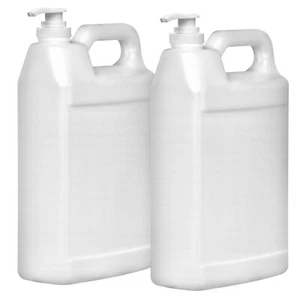 F-Style 38/400 Natural 1 Gallon Bottle HDPE Jug w/ Push Pump (128oz) (2 pack) - Picture 1 of 3