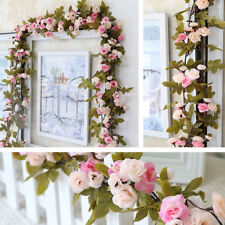 7Ft Shabby Chic Pink Rose Garland Wreath Flower Vintage Wedding Home Shop Decor