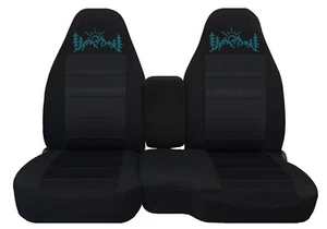 Truck car seat covers black w/teal mountain sunset fits Chevy Colorado 2004-2012 - Bild 1 von 8
