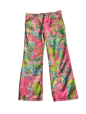 Lilly Pulitzer Pantalón Pana Rosa Bordado Bolsillo Trasero Niñas 6 Foto 1 de 2
