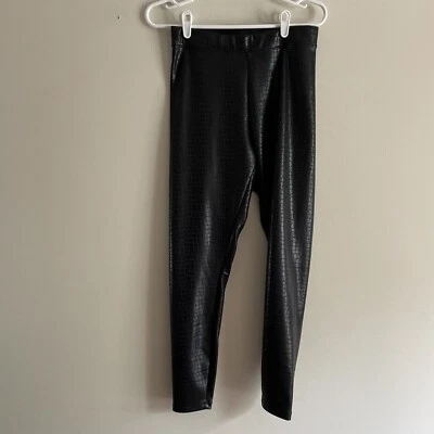 Express Women XL Black Shiny Crocodile Faux Leather High Rise Leggings NWT - Image 1 of 4