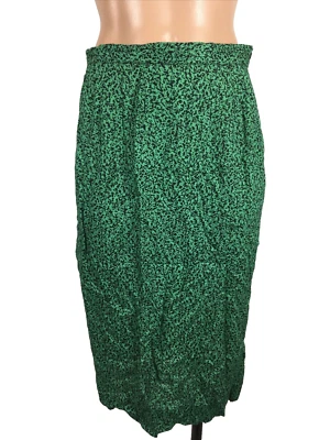 NICOLE MILLER Sport Midi Pencil Skirt Vin 90s Size S Black Green Splatter - Image 1 of 4
